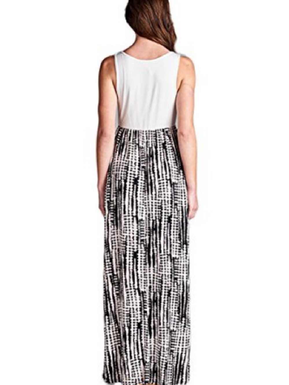 Vanilla Bay White Tank Top & Black Patterned Maxi Dress